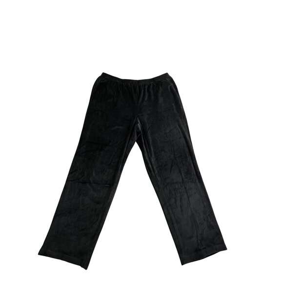Alfred Dunner Modern Living 2020 Black Velour Pants Women Large 38500 QV W33 L28 - Picture 1 of 12
